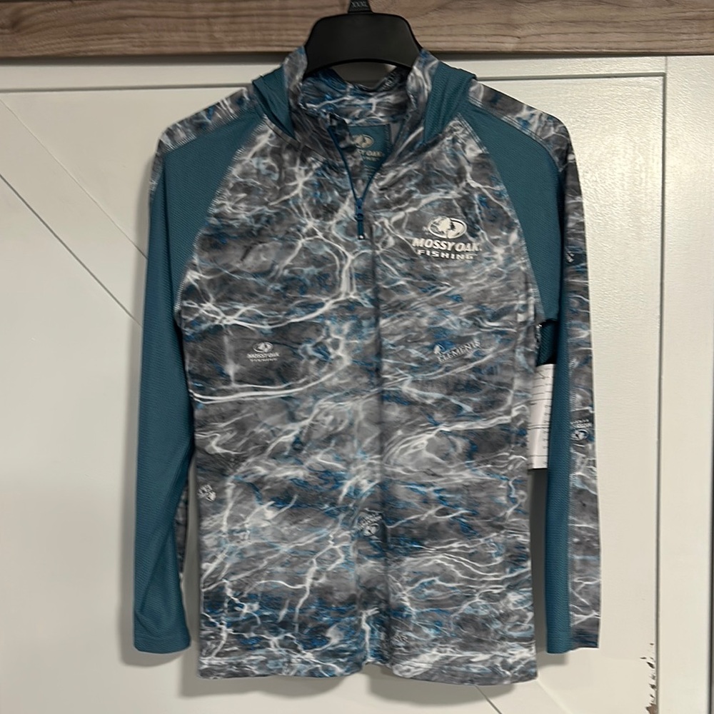 Mossy Oak Men's Performance Quarter-Zip Elements Agua Outdoors Shirt